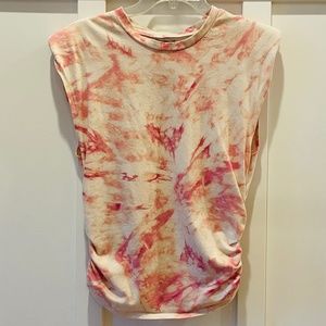 AFRM Billie Side Ruched Pink Tie Dye Tank Top Small